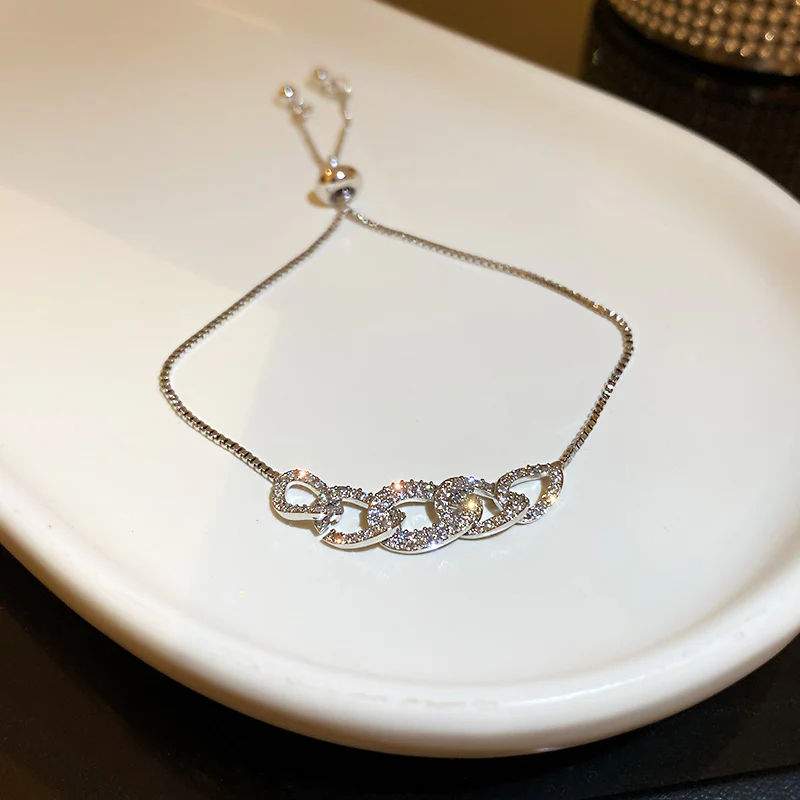 

2021 fashion adjustable crystal cuban chain bracelet