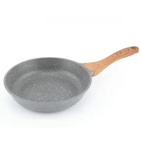 

Alu Die Wood Grain Rubber Handle Induction Stone-Coated Non Stick Frying Pan Marble Coating Non-Stick Fry Pan