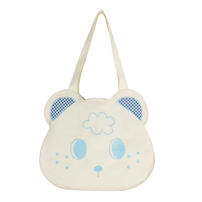 

Japanese Style INS Kawaii Cartoon Cute Girl Embroidery Bear Shoulder Bag Large Capacity Customized Student Carry Handbag, Customizable