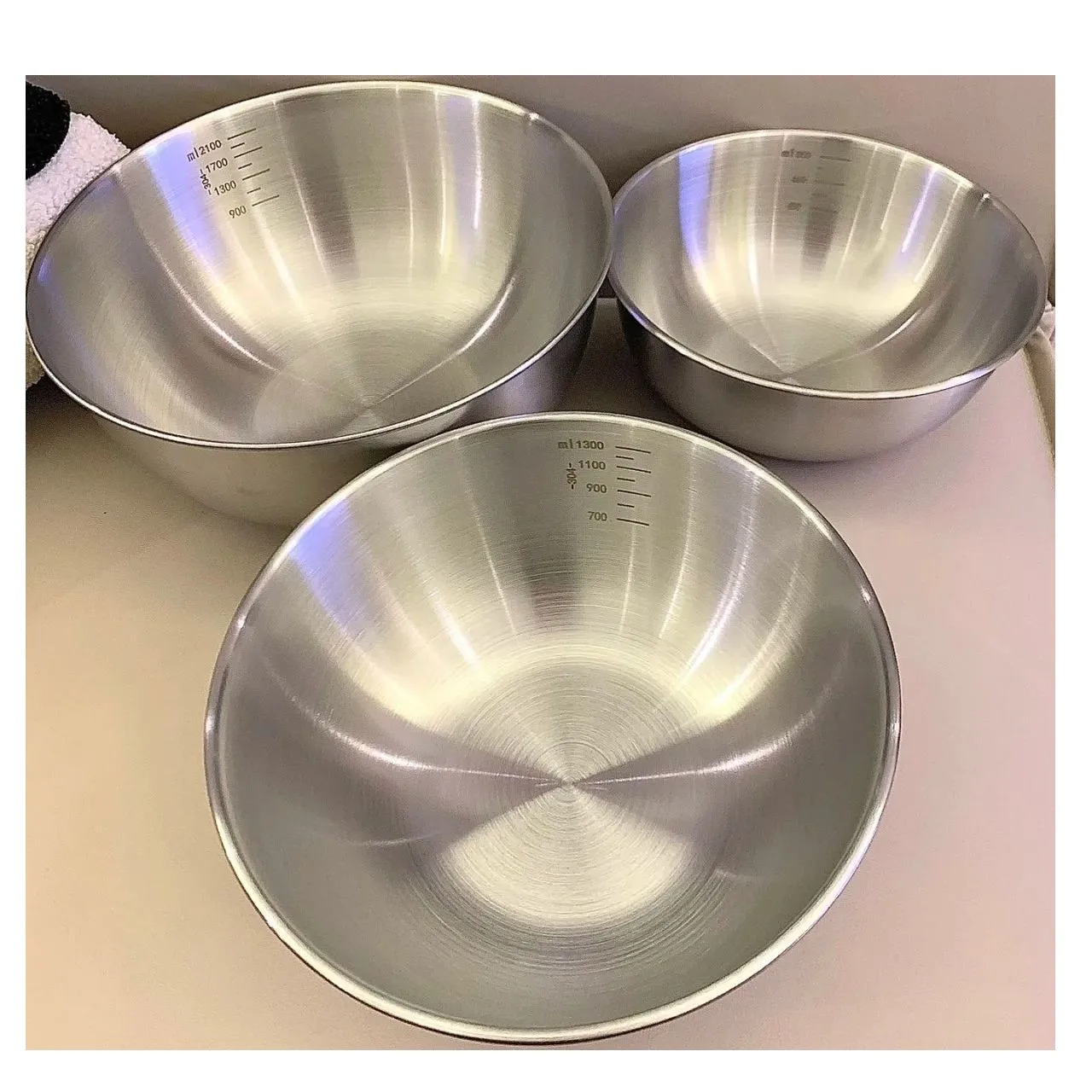 3pcs Stainless Steel Mixing Bowls Kitchen Salad Bowls Set Nesting Storage Bowl Baking Accessory With Scale