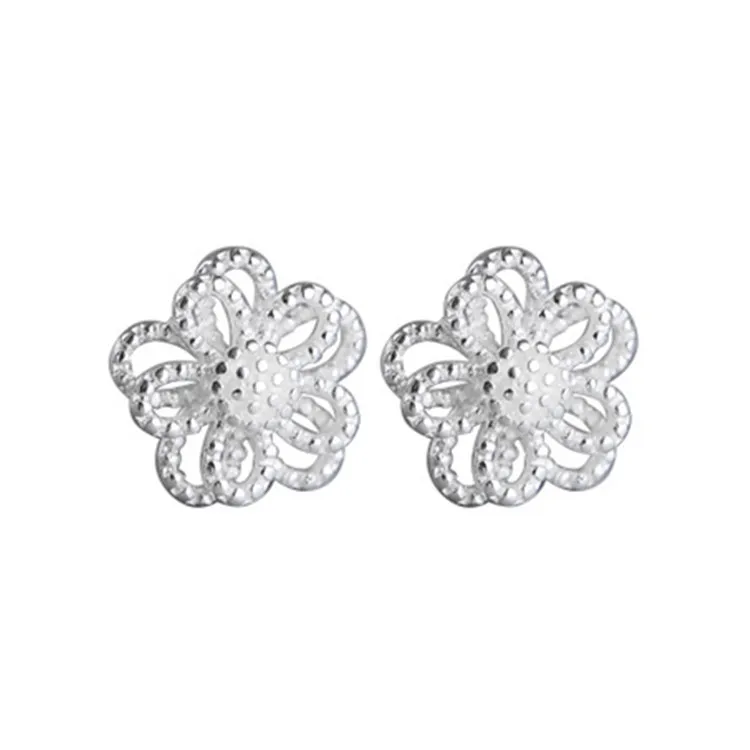 925 sterling silver Korean simple and temperament flower stud earrings for women