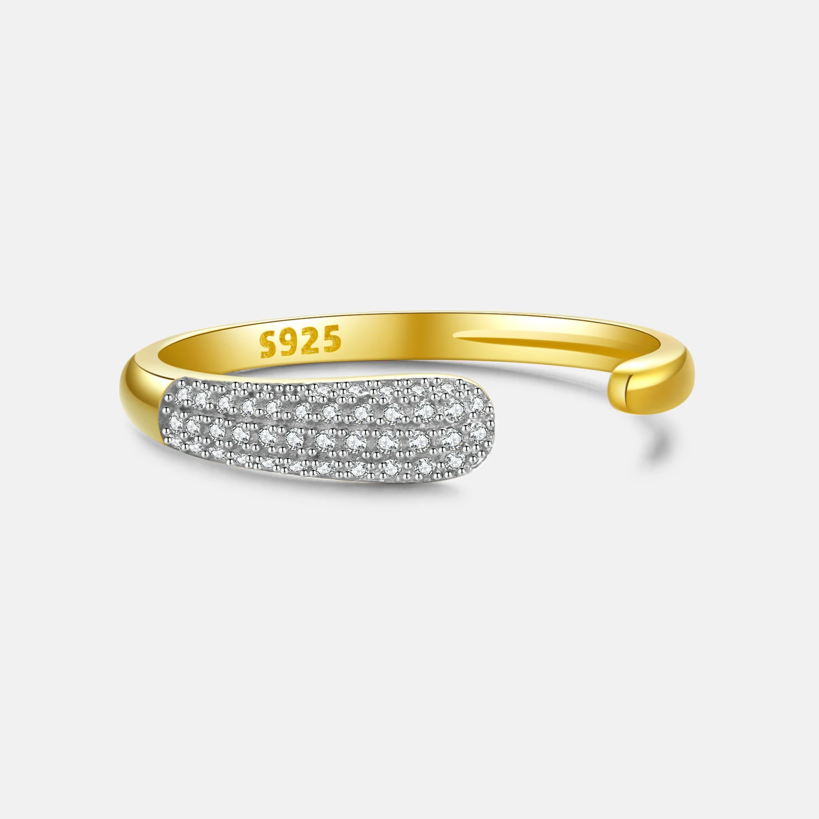 FUAMAY Femme Bague 18K Gold Plated Double Color Wrap Ring  Anillos De Plata 925 Silver Open Adjustable Zircon Stone Ring
