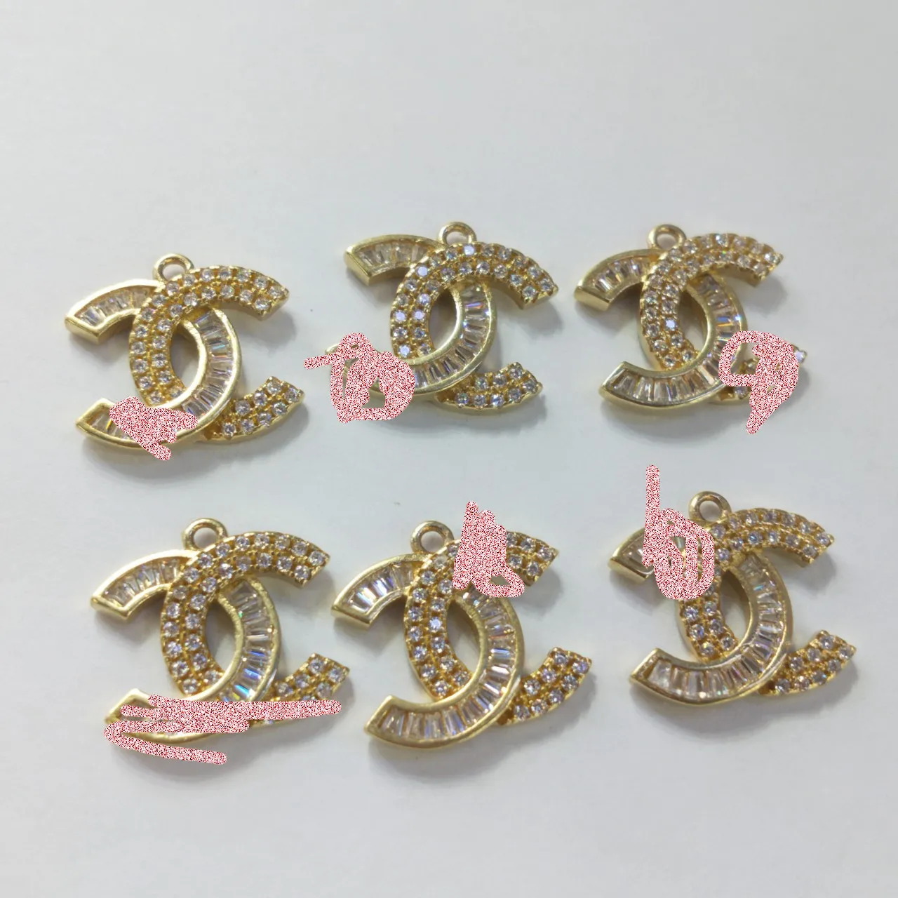 

Wholesale brass material designer charm with rhinestone for wire bracelet