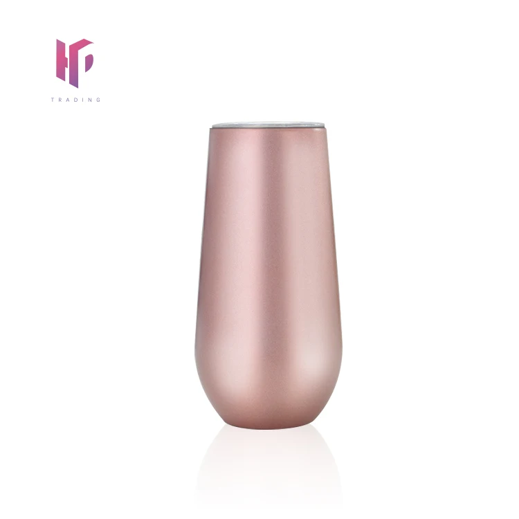 

6oz Wine Cups Vacuum Insulated Stainless Steel Champagne sublimation rose gold wine bottle and Tumbler Beer Cup with Straws