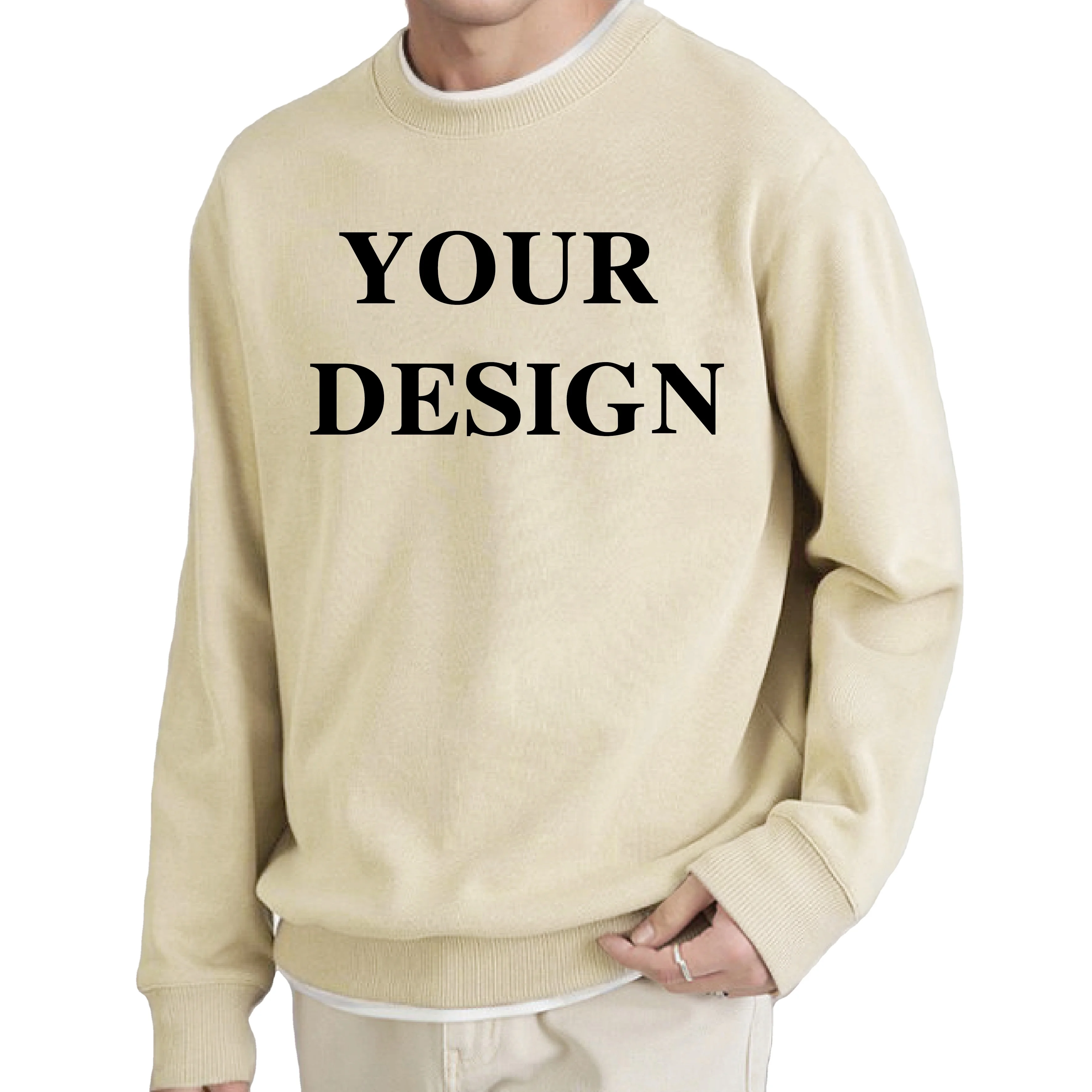 High Quality 100% Cotton Men Sweatshirts Printing Embroidery Custom Crewneck Sweatshirt