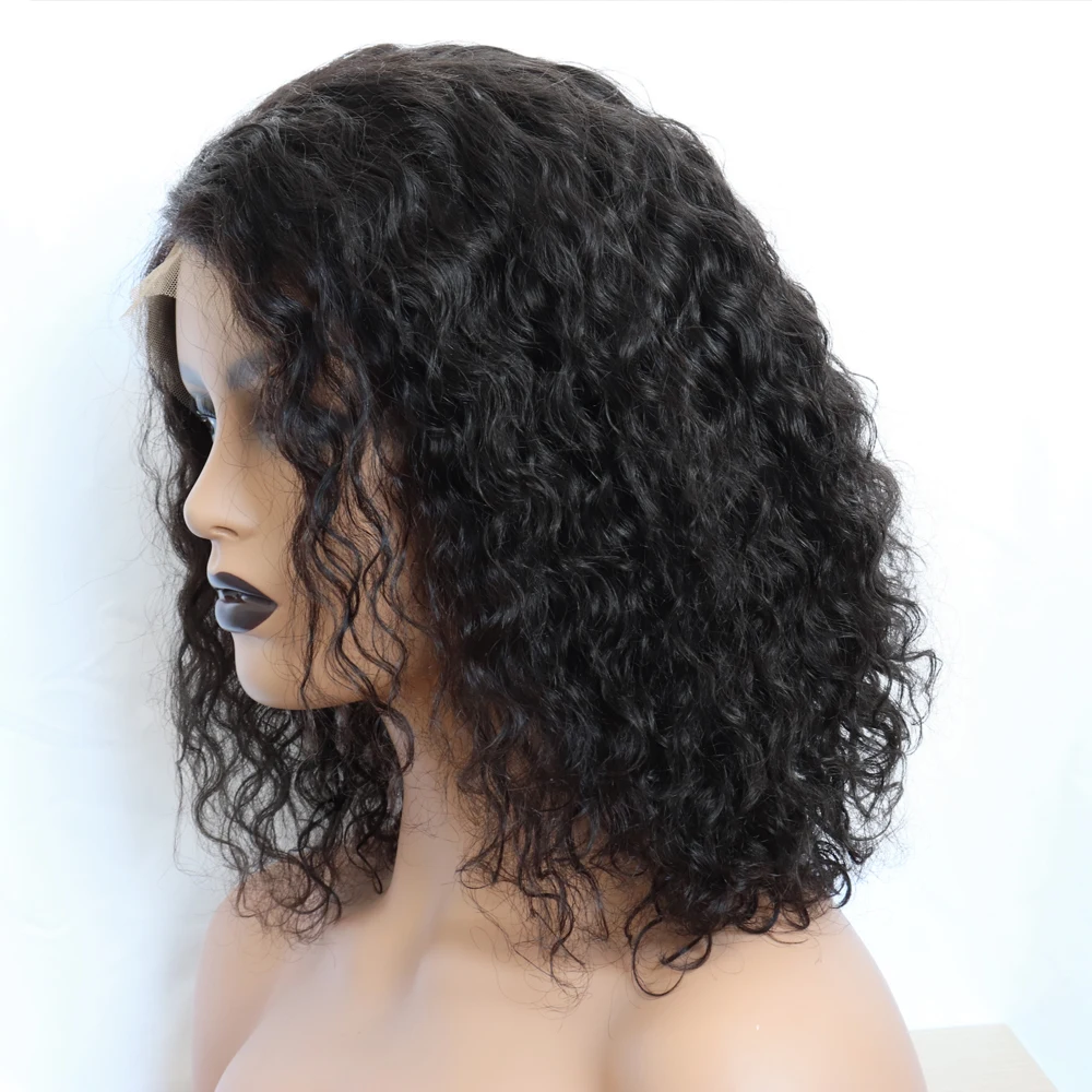 JRX Hair Brazilian Curly Human Hair Wig Natural Color Lace Front Bob Wig For Women Short Bob Lace Wigs 8-14inch