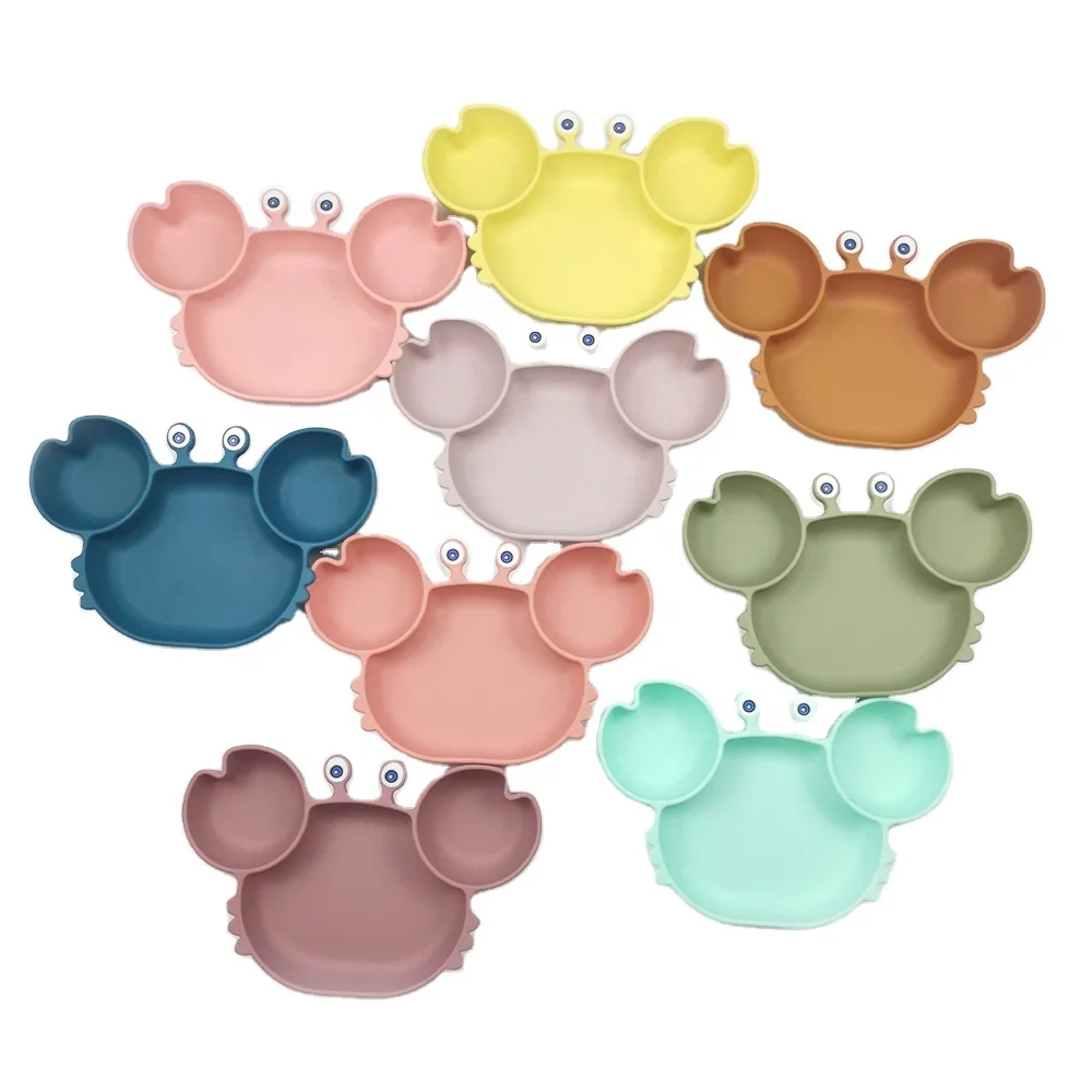 

Hot Selling Food Grade Silicone Divided Suction Plate For Baby Silicone Baby Feeding Bowl Kids Silicone Tableware For Toddler