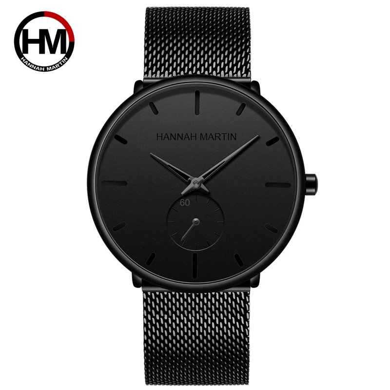 

Hannah Martin Brand Mens 40mm Dial Minimalist Quartz Analog Watches Hot Sale Male Stainless Steel Ultra Thin Quartz Analog Watch