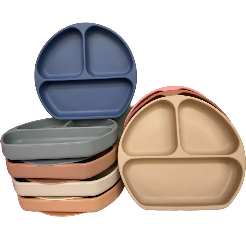

High Quality Bpa Free Diy Non Slip Children Silicone Suction Feeding Children Plates, Multi