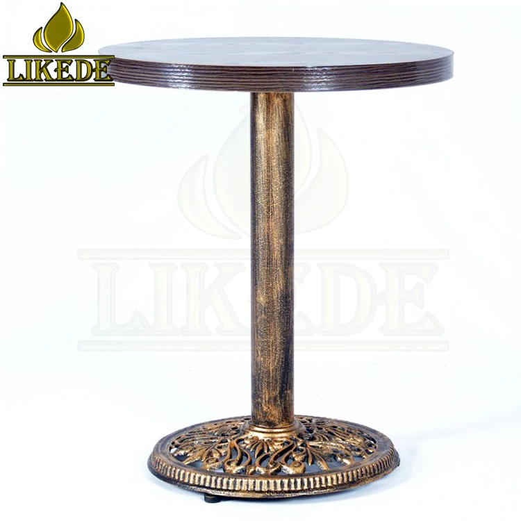 Modern Antique Wrought Iron Round Table with HPL Melamine Top for ...