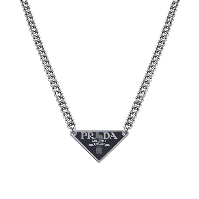 

Luxury Brand Stainless Steel Cuban Chain Triangle Pendant Necklace
