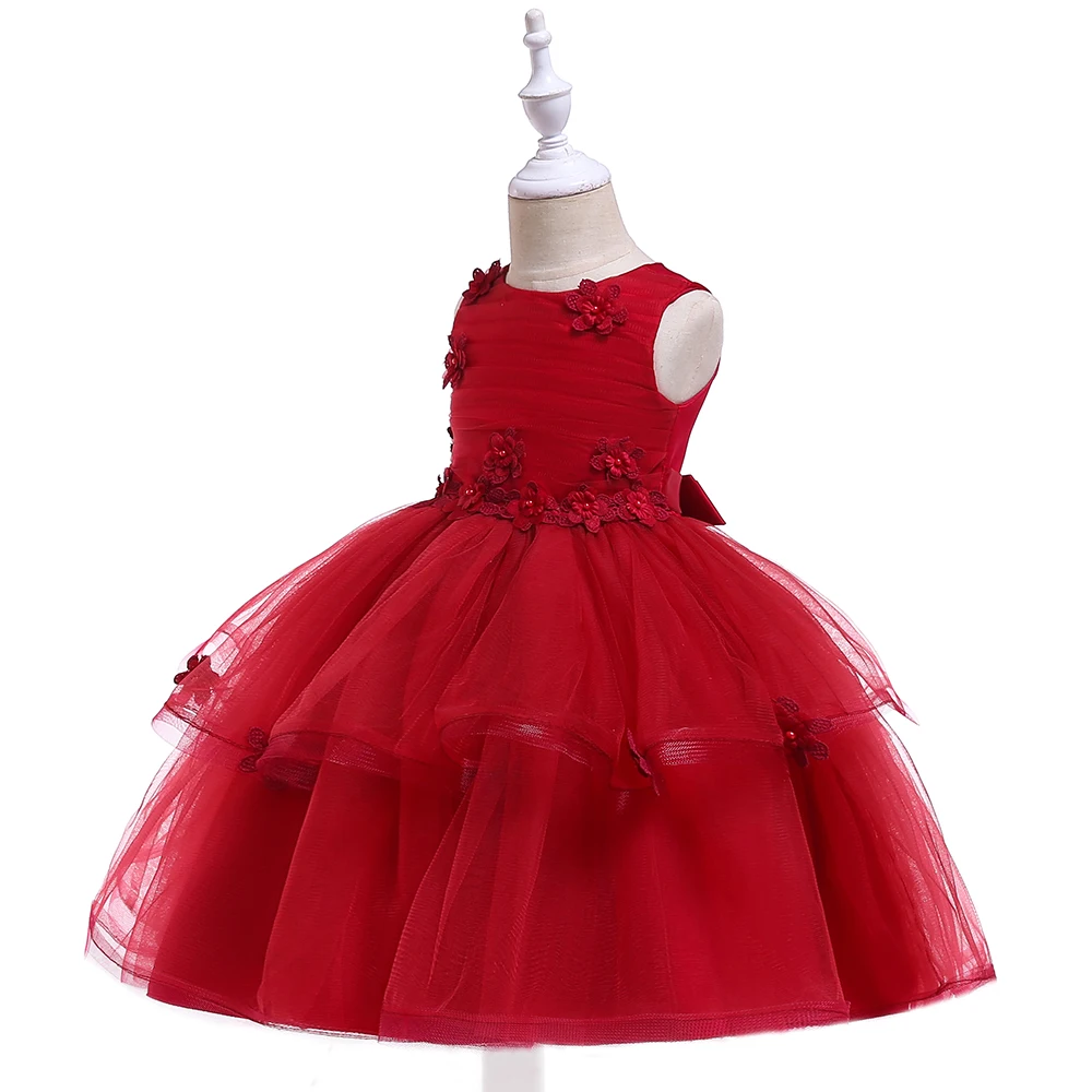 

Girls Dress Kids Pageant Party Ball Gown Prom Princess Flower Girl Lace Dresses Wedding Floral Tutu Dress L5063