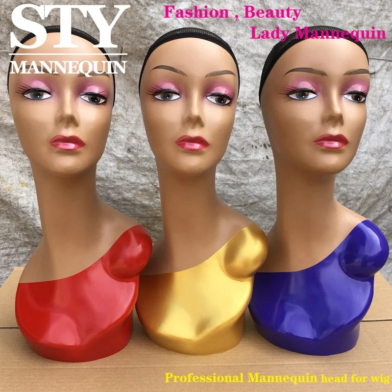 

brown mannequin head female mannequin head with shoulders for wigs display mannequin head for wig, Shown in the picture