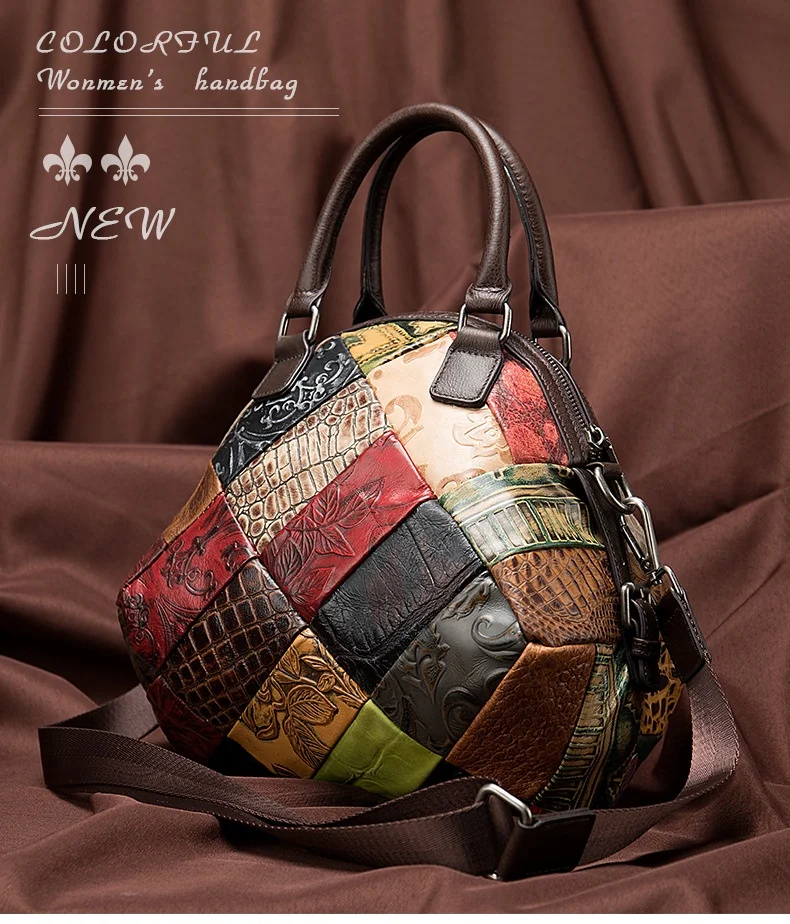 

Andong Handbag for Women Girls Genuine Cow Leather Fashion Shoulder Sling Bag Top Handle Bags Retro