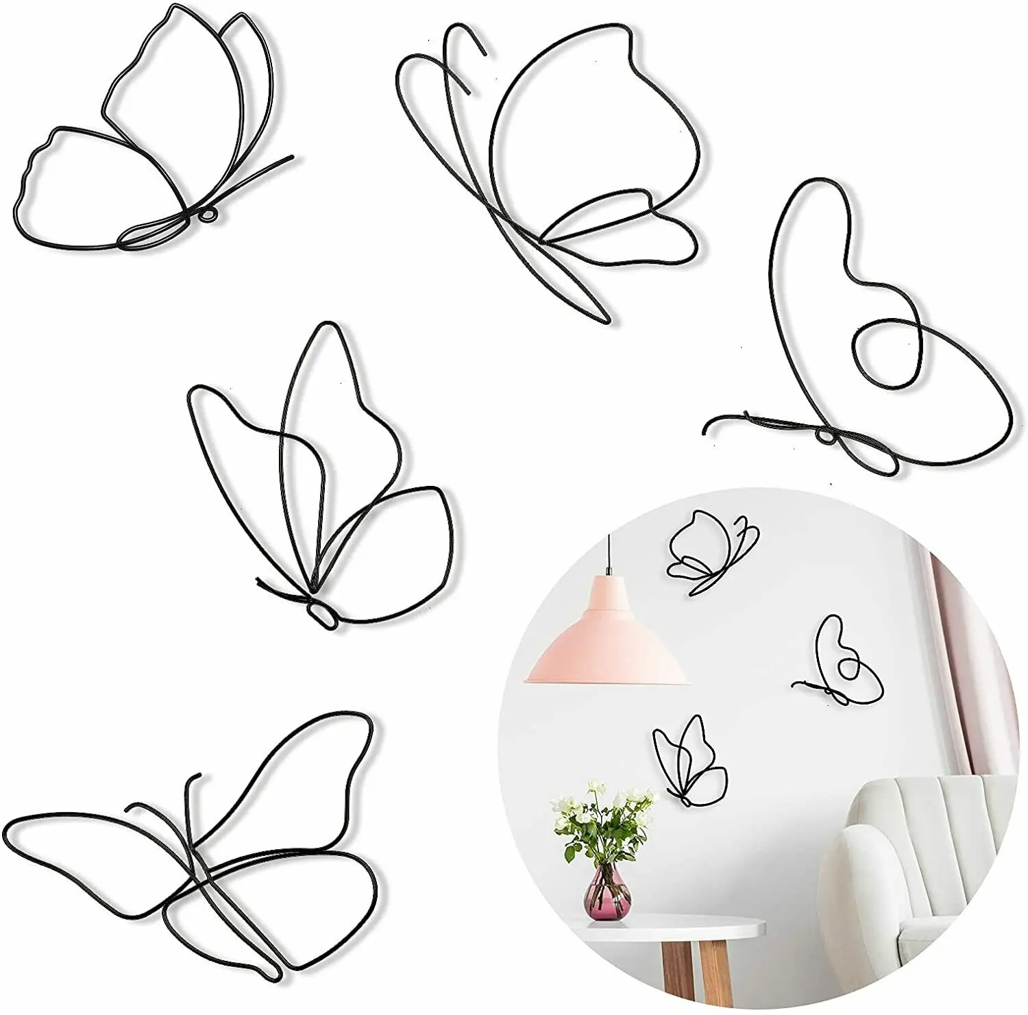 

Metal Butterfly Wall Decor (5 Butterflies) Butterfly Metal Wall Art TY2412