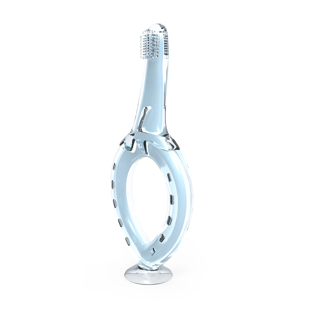 

2020 Best Selling Silicone Baby Toothebrush With Suction For Baby Toothebrush Training, Beige&blue