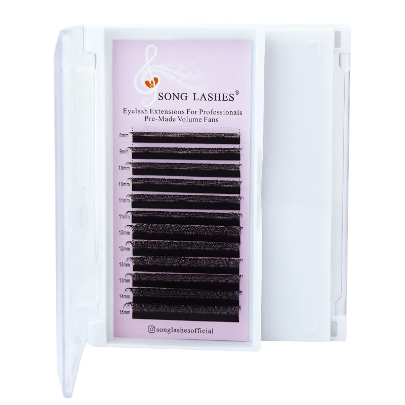 

song lashes top quality russian Korea PBT mixed premade YY lashes eyelash extension, Pure darker black