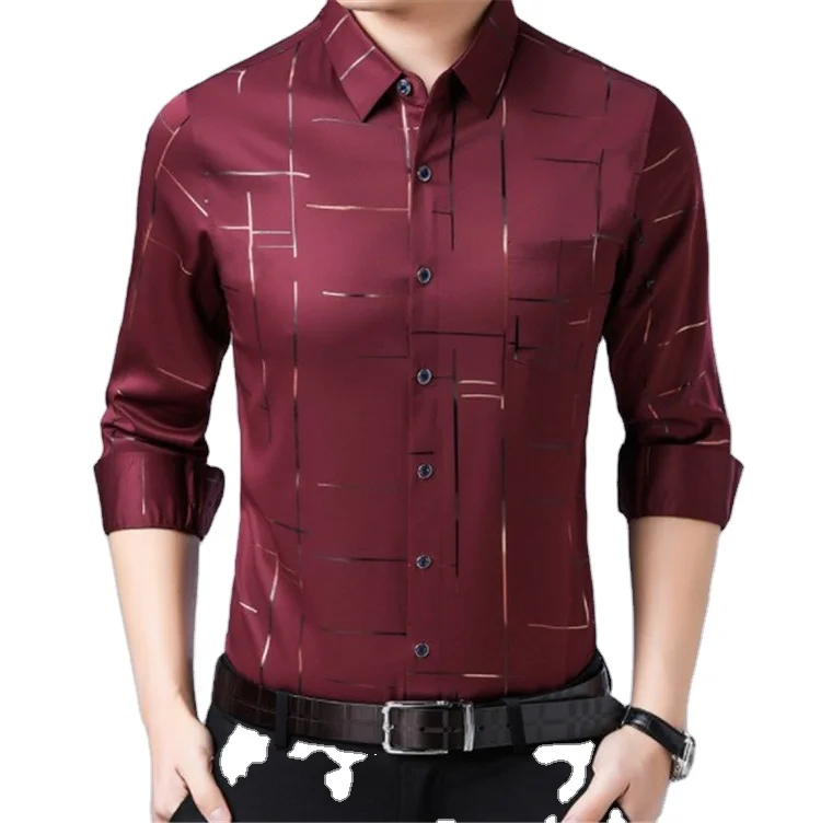 

The new spring and summer men's casual long-sleeve shirt, Black, red, light blue, navy blue, purple