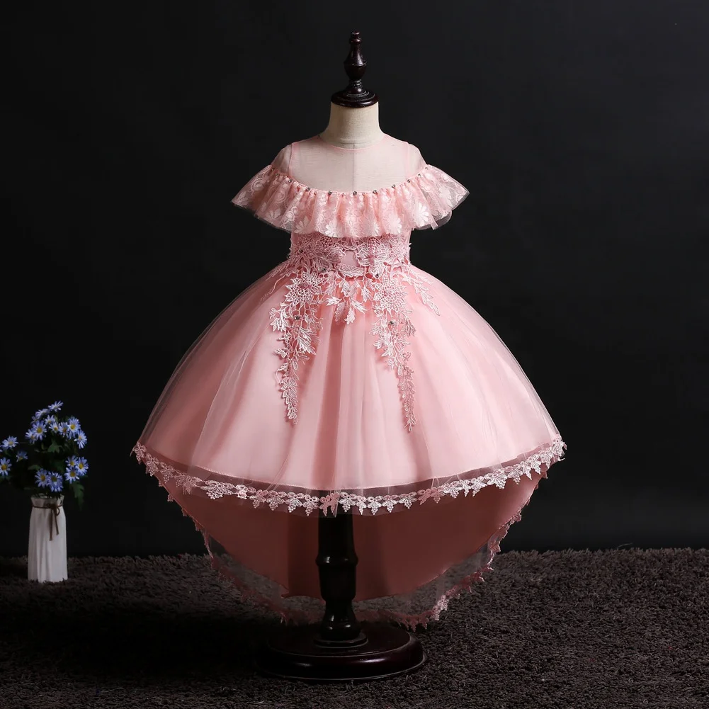 

Kid's Flower Bow Style Lotus Leaf Princess Dress Gown Long Dress Wedding Flower Girl Skirt Elegant Classic Evening Dress