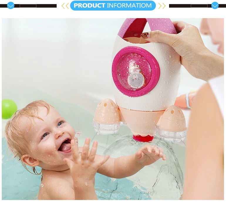 Spray rotating rocket baby plastic water shower toy for bath.jpg