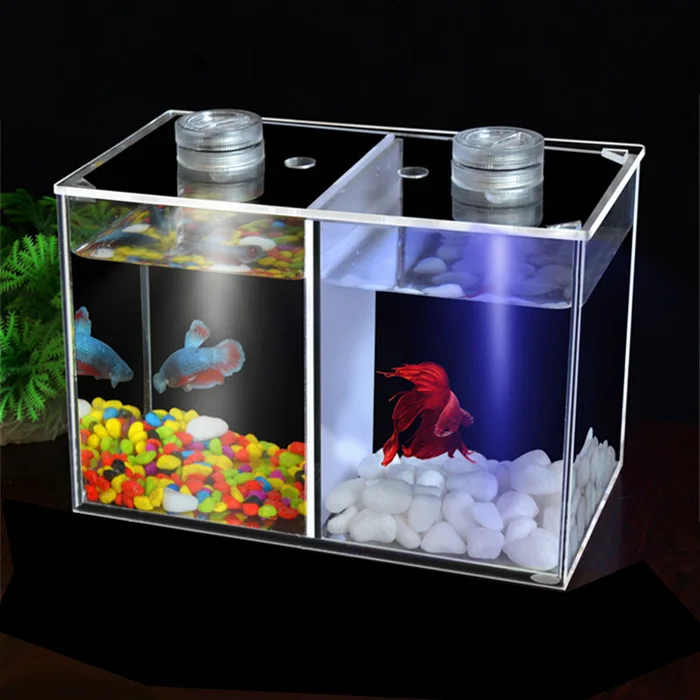 Transparent Acrylic Betta Fish Bowl Tank Two Splits Acrylic Guppy Fish ...