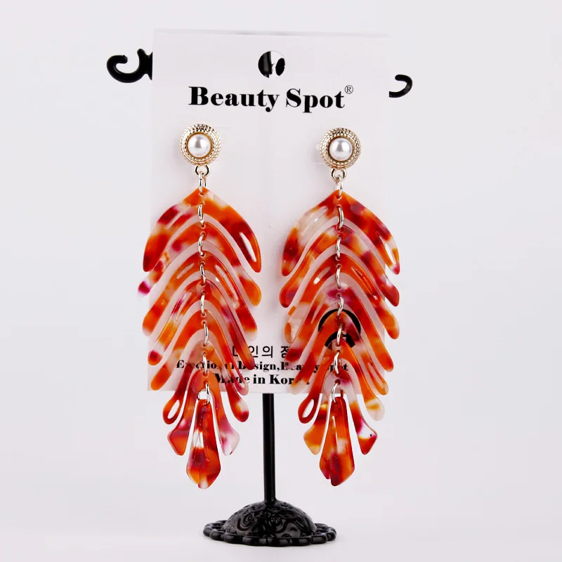 

2020 Drop Earrings Acrylic Leaf Earrings Tortoise Shell Long Dangle Earrings For Women Jewelry