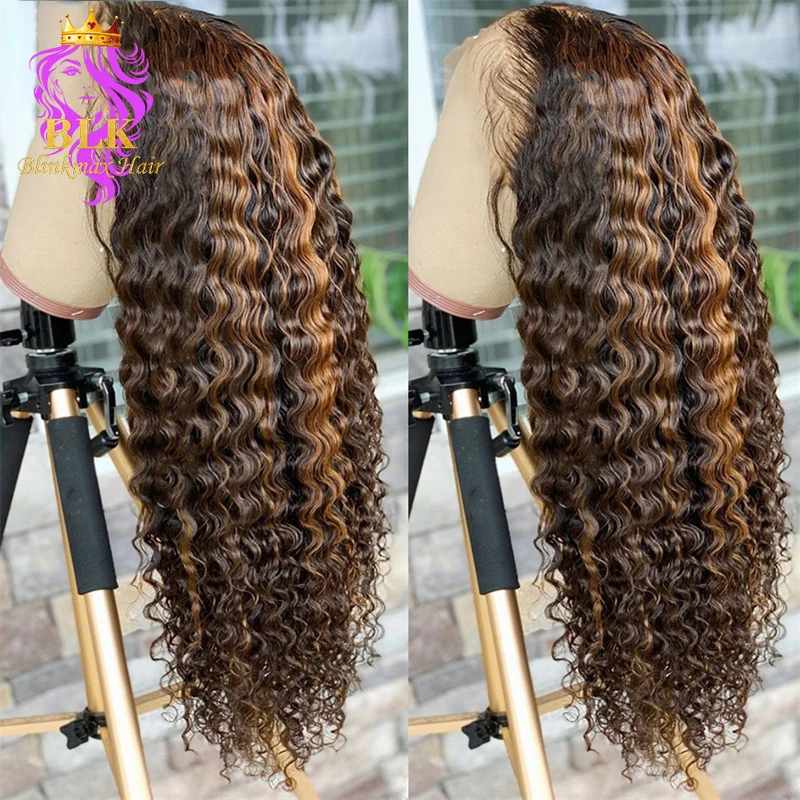 

New Fashion Full Cuticle Aligned 100% Virgin Human Hair Deep Wave Piano Highlight HD Lace Front Wig 13X 4 Transparent Lace Wig