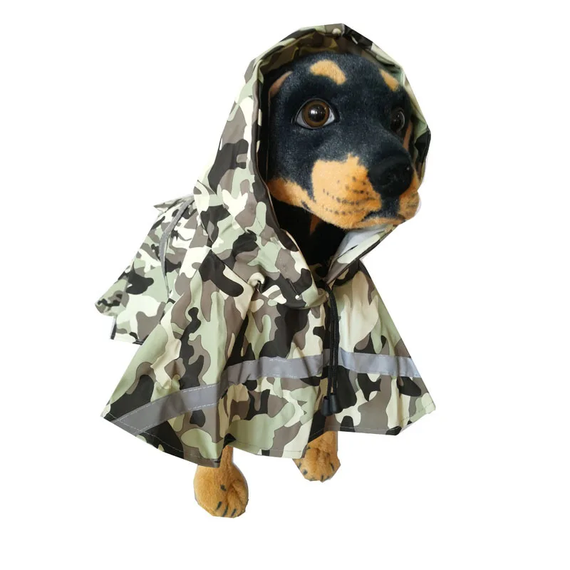 

HCLITE Waterproof Custom Pet Clothes Camouflage Color Dog Raincoat with Hood, Camouflage white