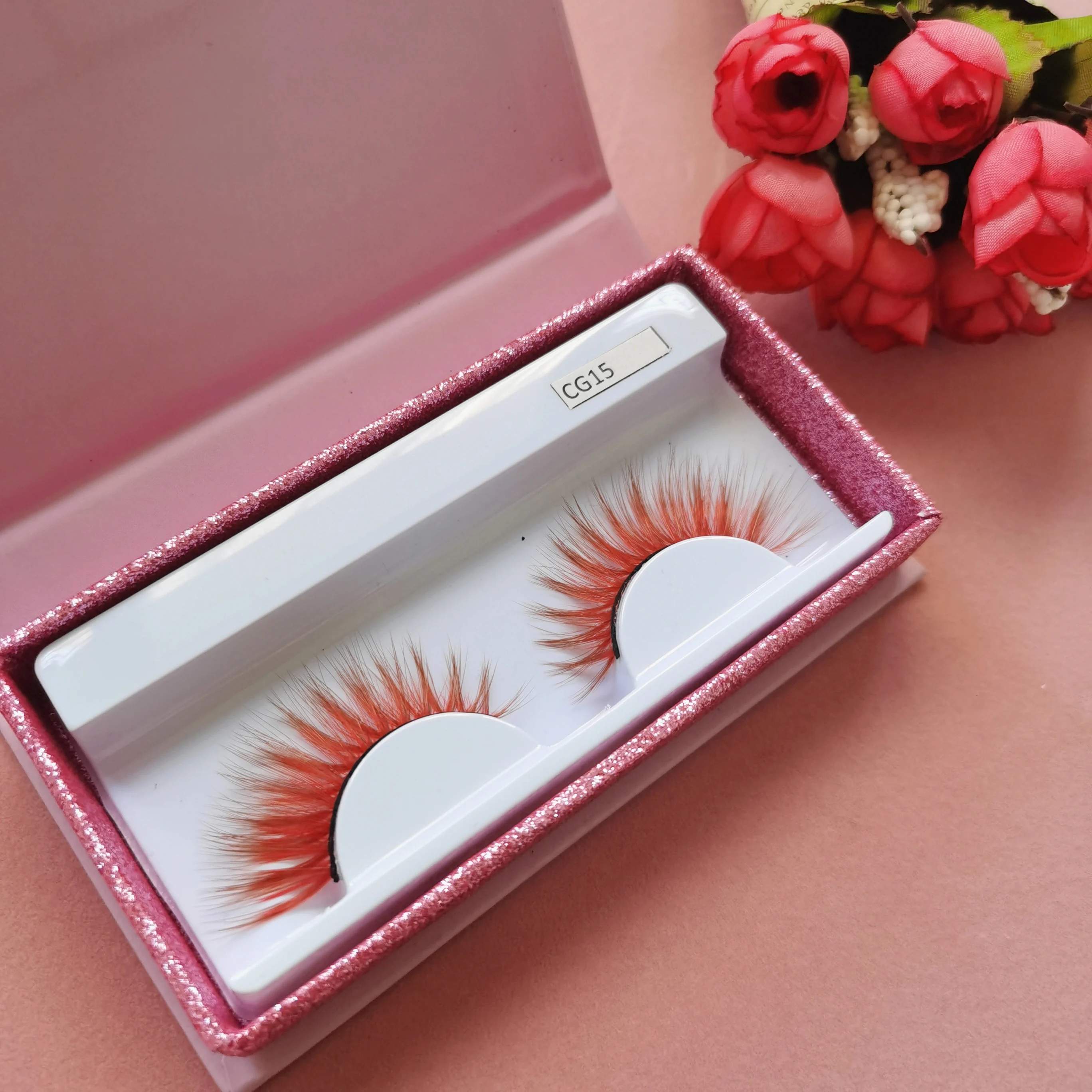 

Wholesale mink Halloween Colored Eyelashes 3d 5d 25mm Party Color Lashes luxury Set BOX, Colors