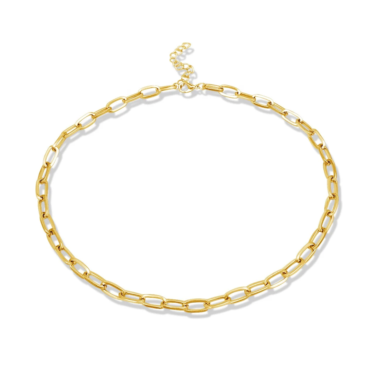 

Wholesale Women Fashion Jewelry Necklace Simple Paperclip Necklace Gold Plated Link Chain