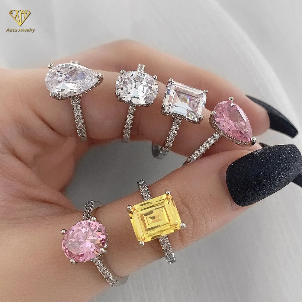 

hot new products 2021 white oval diamond bling ring for women