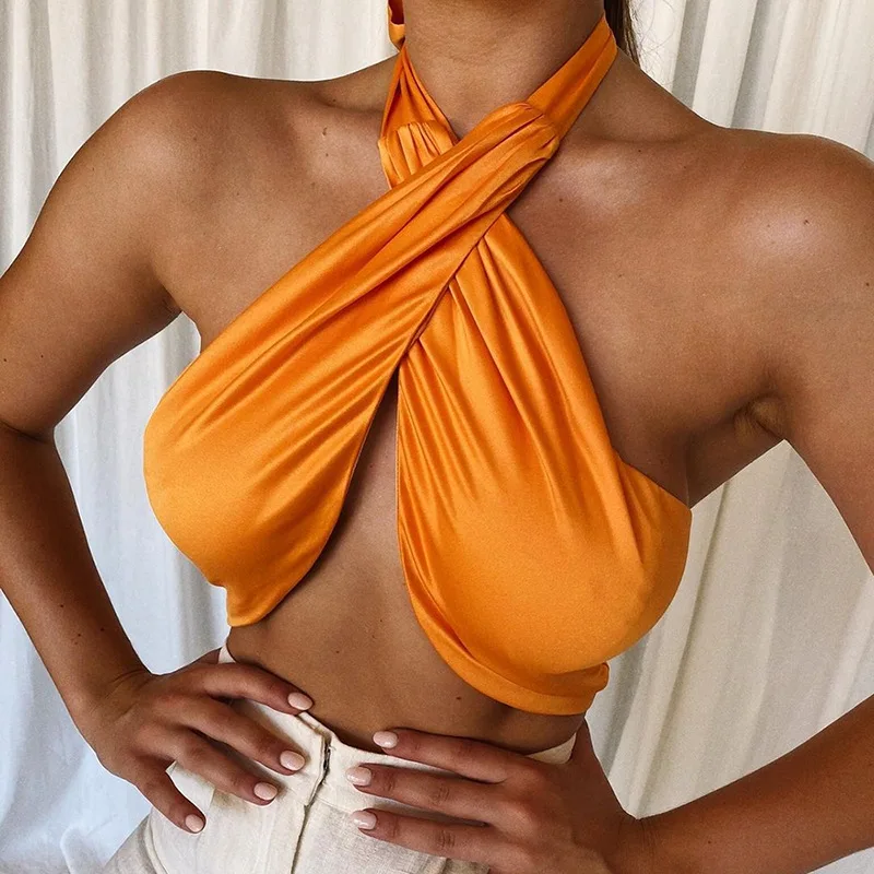 

FS5081D Sexy Vest Fashion halter crop Tops for women