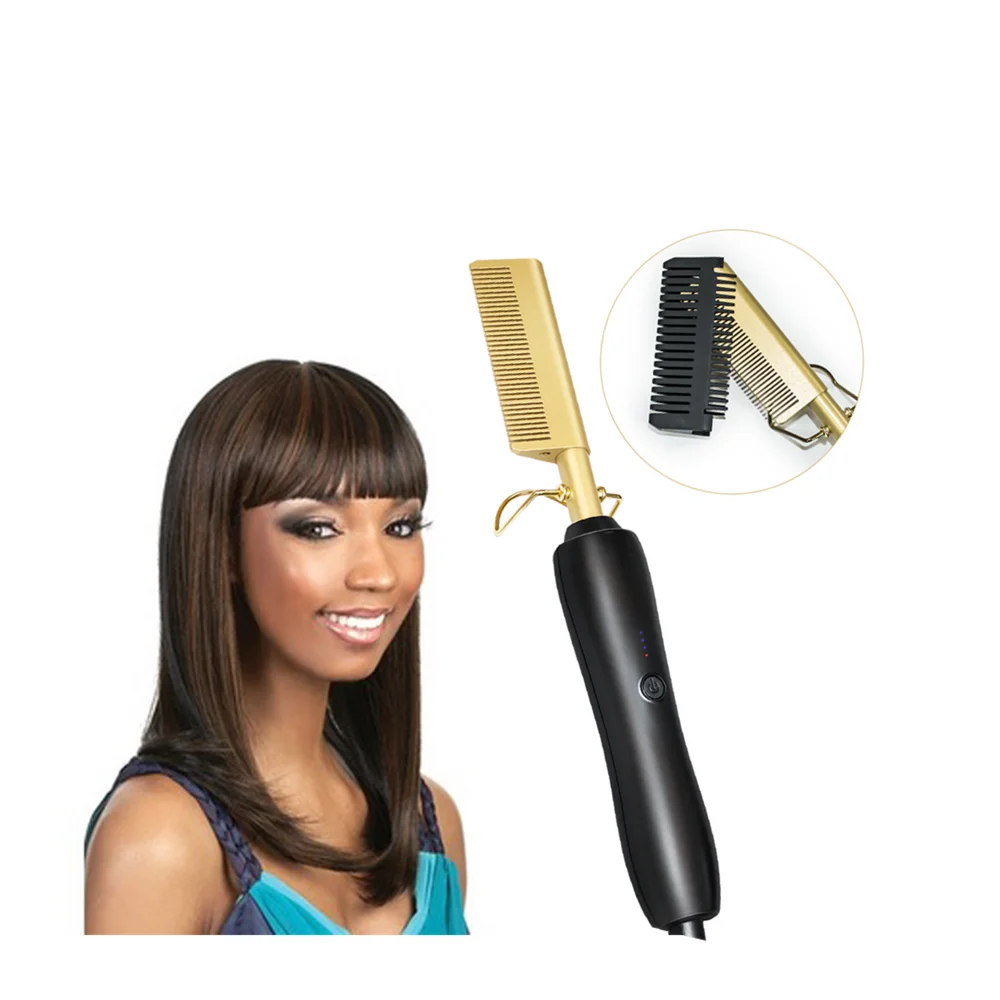 

Hot Sale High Heat Ceramic Press Comb Hair Straightener Pressing Electric Hot Comb for woman Straightening and curling