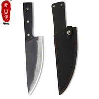 

Yangjiang portable 8 inch hand forged sharp outdoor chef kitchen knife hand made handmade hunting knife with pu leather sheath