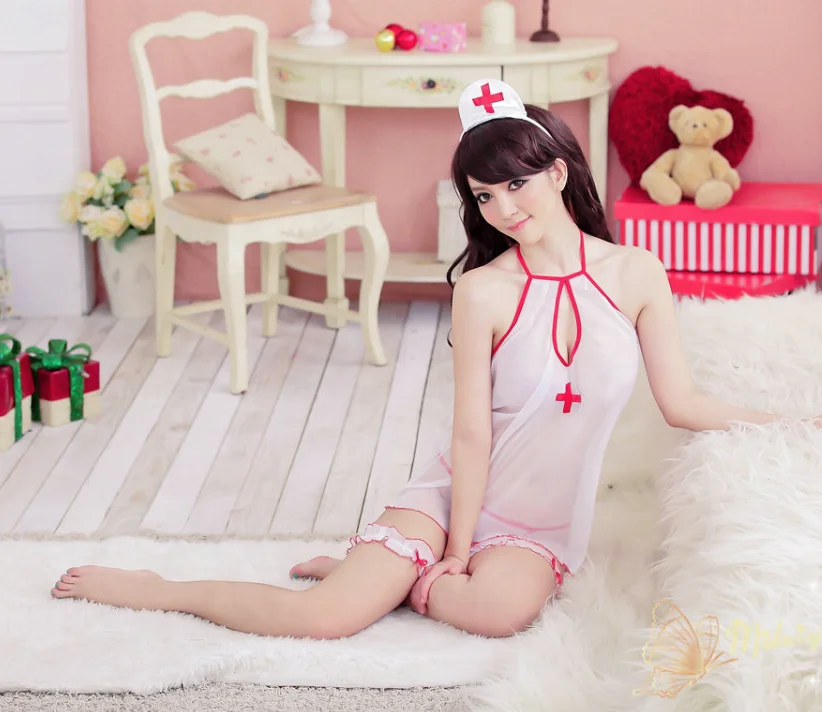 

sexy Lingerie - nurse uniform, seductive suit, role play, White
