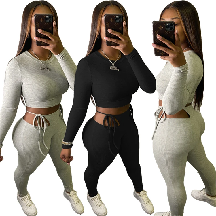 

W8736 Club sexy 2 piece sets womens outfits clothes pants matching tracksuit