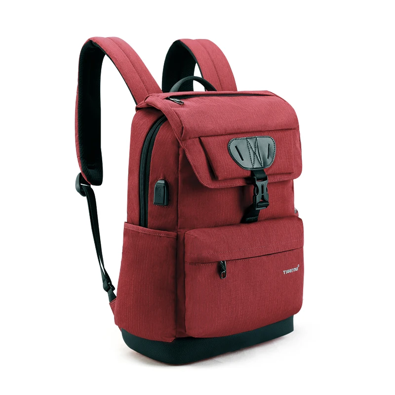 

Tigernu T-B3513 girl waterproof usb charging smart fashion school student style travel men teenager 15.6 inches laptop bag backp, Black gray ,red
