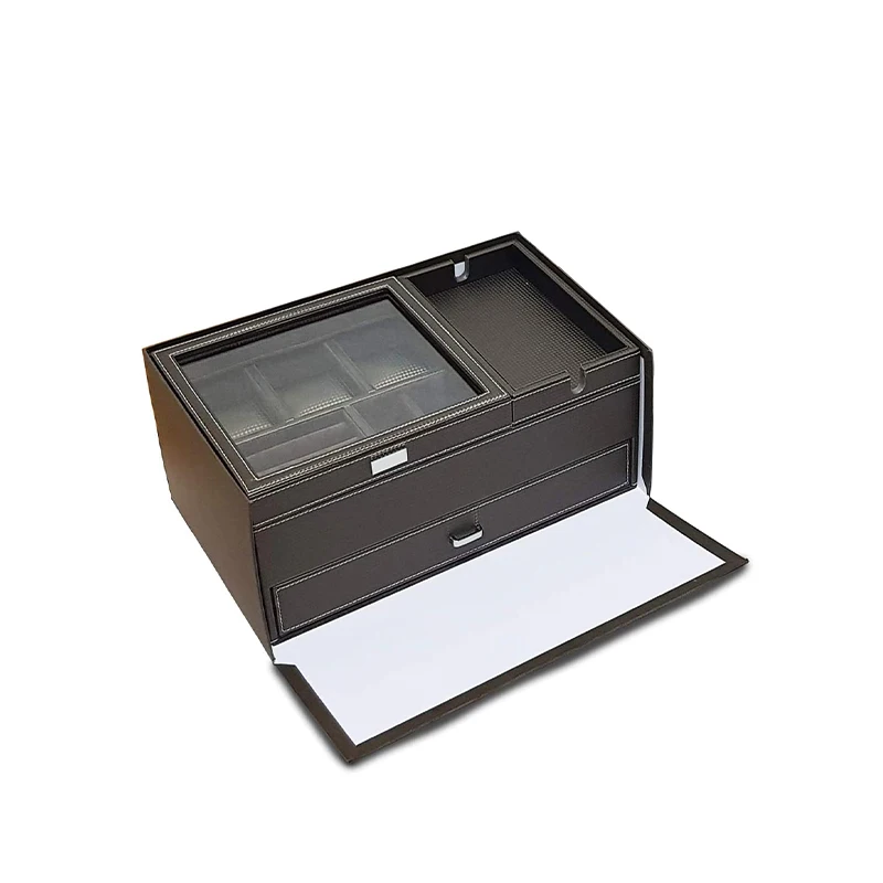 

Dresser Valet Watch Box Case & Mens Jewelry Box Organizer with Smartphone Charging Station, Customized