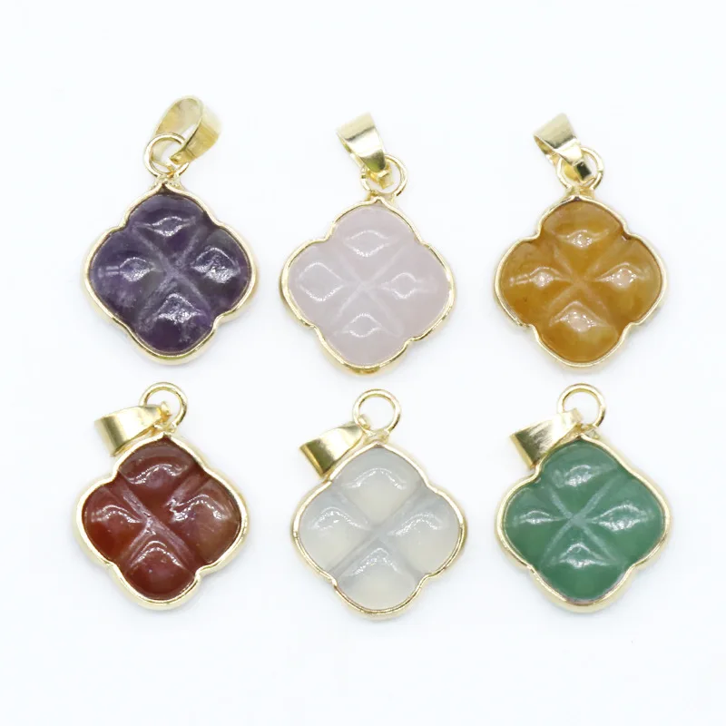 

Wholesale natural healing crystal rose flower shape gemstones pendant jewelry