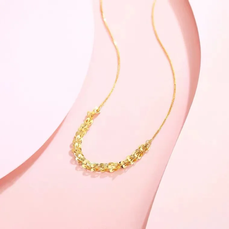 

Certified 18K Gold Half Phoenix Tail Necklace Au750 Color Gold All-Match Luxury Style Women's Clavicle Chain Water Shell Gold