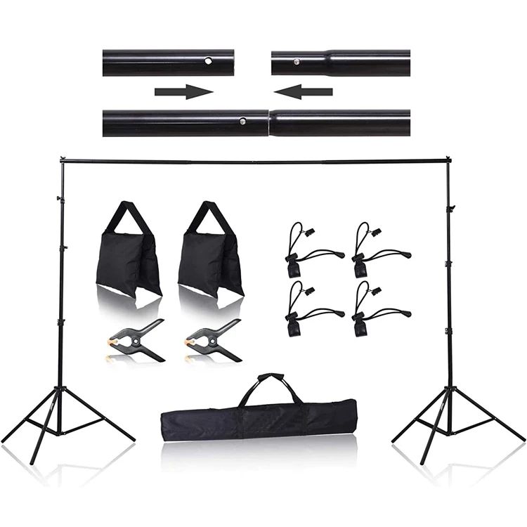 

Yiscaxia 8.5 x 10 ft Photo Backdrop Stand Adjustable Photography Muslin Background Support System Stand for Photo Video Studio, Black