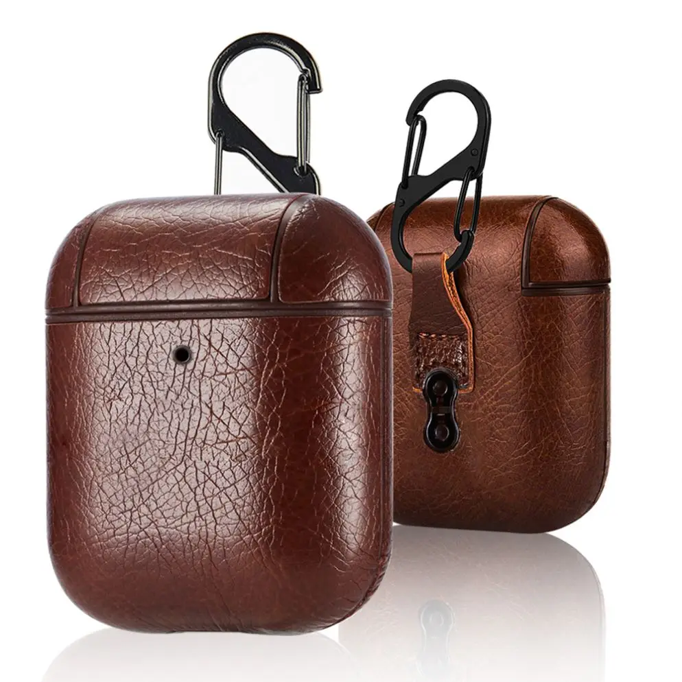 

2022 amazon hot sale Real PU Protective case for Airpods excellent quality Leather case for Airpods, Black/red/dark brown/brown