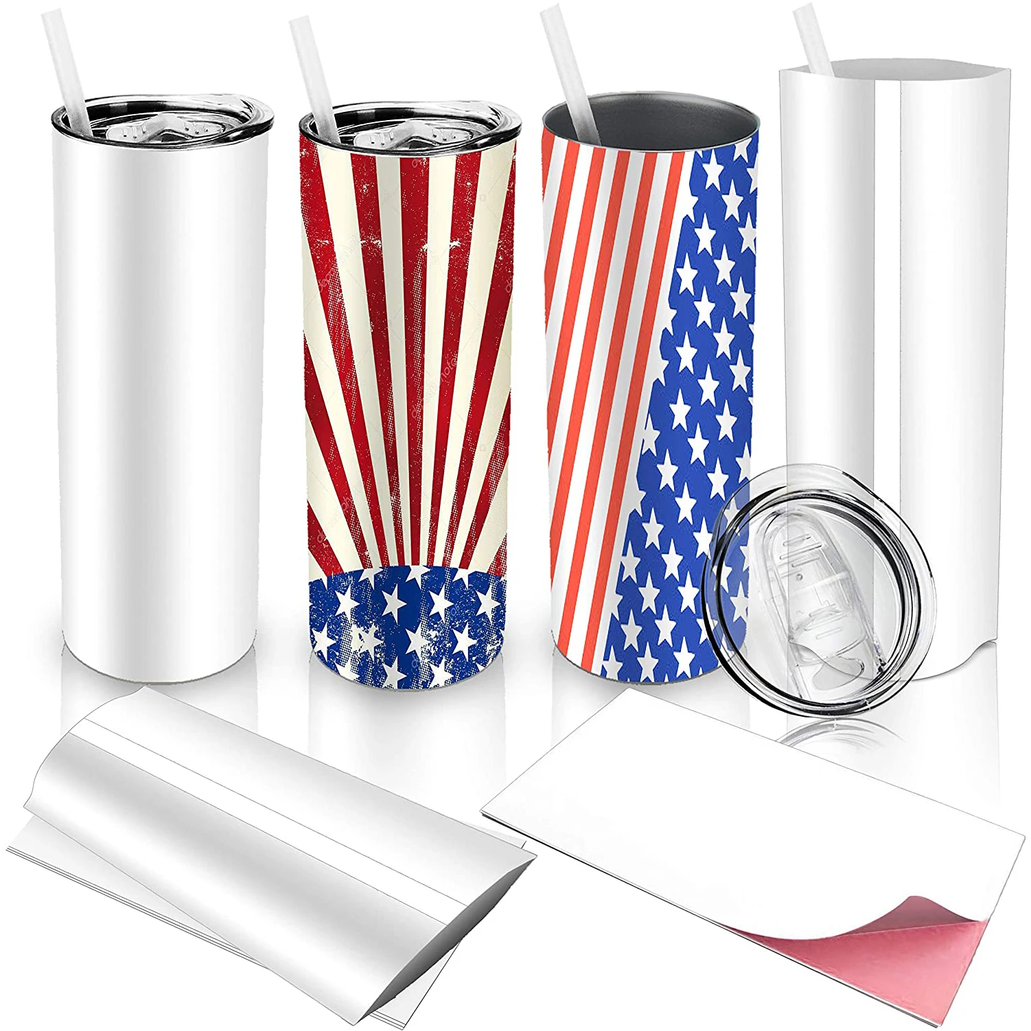 

Straight Sublimation Blanks Mug Stainless Steel Double Wall 20oz Straight Skinny Tumbler Cups in Bulk with Straw, Customized color