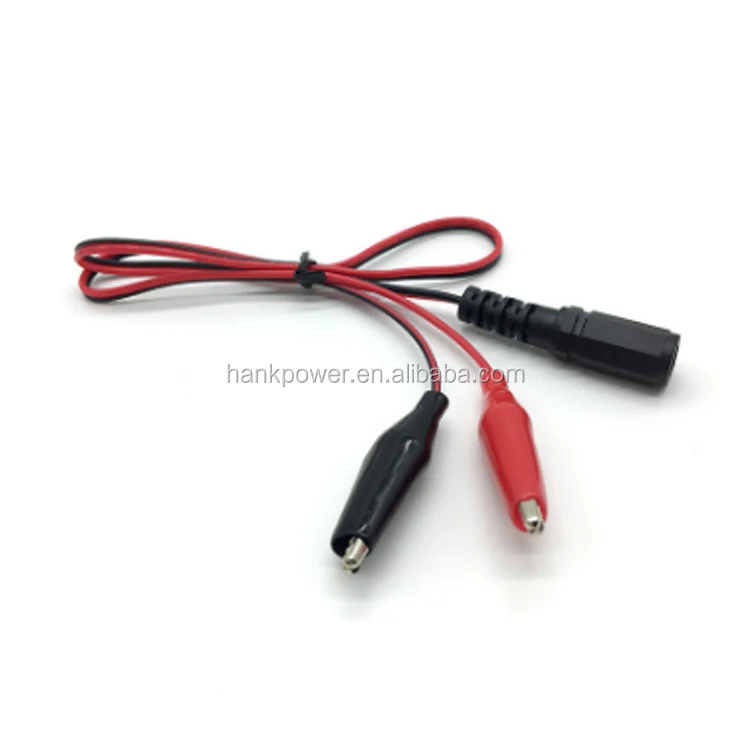 Black 5.5 x 2.1mm DC Power Plug Alligator Clip Test Lead Cable Red 