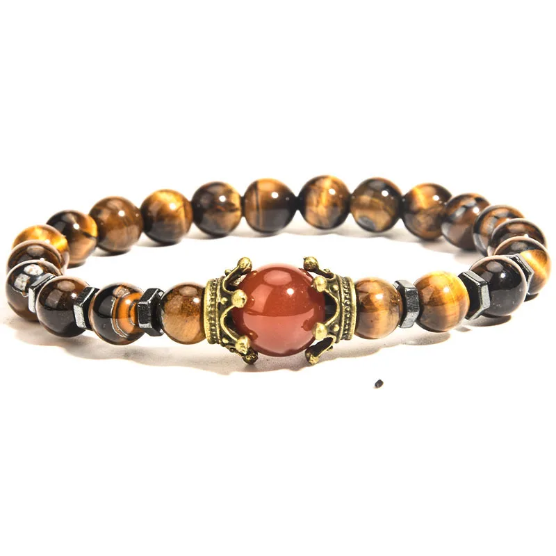 2022 Fashion Natural Stone Alloy Bracelets Tiger Eye Gemstone Beaded Bracelets Jewelry