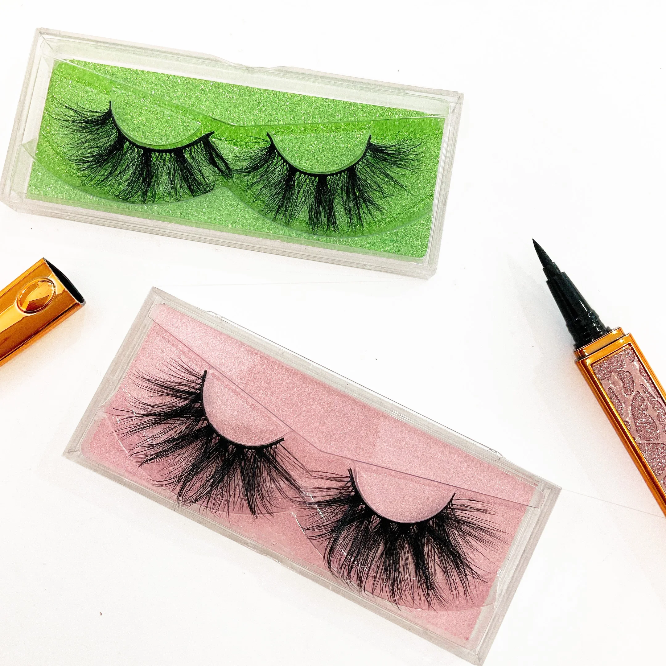 

Best supplier wholesale 3d mink eyelashes natural lashes eye lashes lashbox packaging 25 mm mink lashes, Black