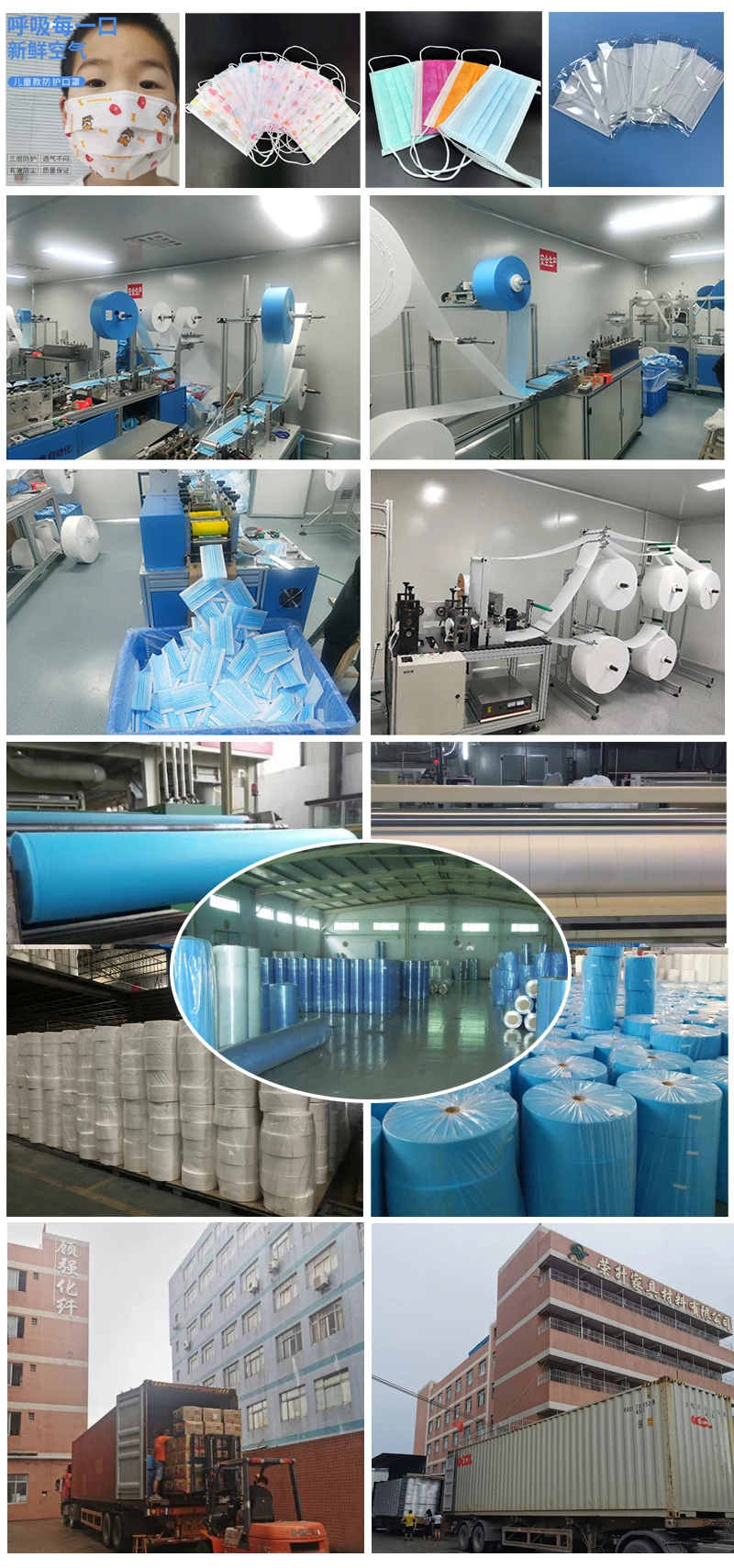 Desechables 3 Ply Mascarilla Materias Primas 100% Pp Spunbond Tela No