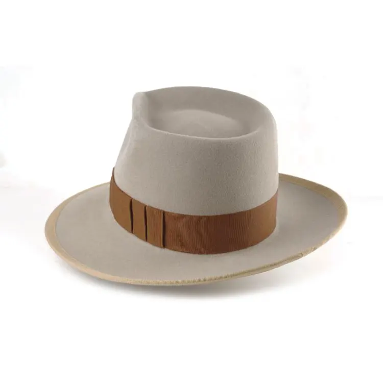 Wholesale fashion 100 % wool in stock wide brim felt fedora hat