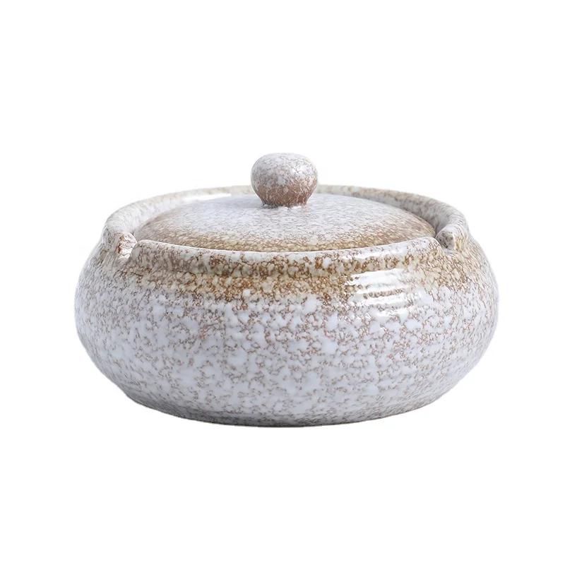 

New Creative Ceramic Ashtrays Portable Round Pot Anti-Scalding Ashtray Holder with Lid Home Office Smoking Accessories, As photos