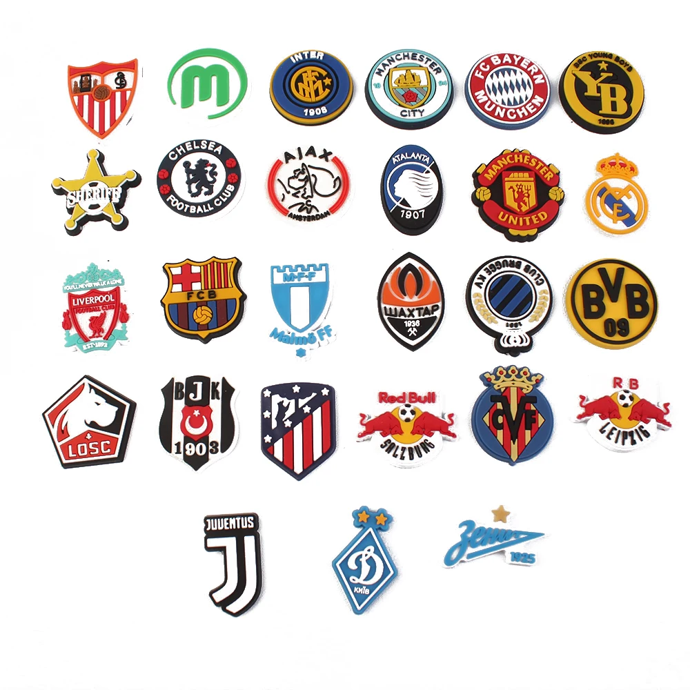 

New style Wholesale English football UEFA Champions PVC croc shoe charms women shoe decoration lady clogs accessories for crocs, Customized color